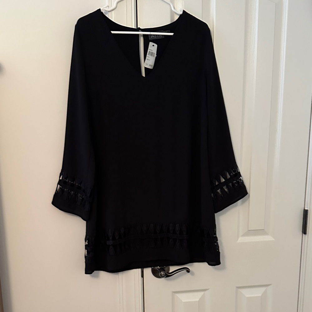 Astr Black Mini Dress with Sleeve Details
